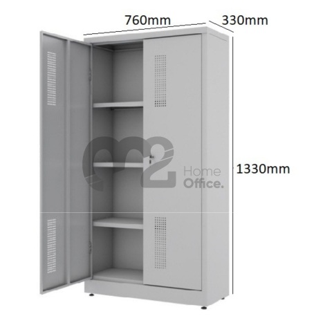 Armário de Aço - RAA408 - 2 portas com fechadura - Com 3 PRATELEIRAS REGULÁVEIS - 1330 x 760 x 330mm