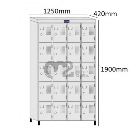 Roupeiro Para Vestiário RGRSP-20 Sobreposto com 20 Portas  - com PITÃO - RCH