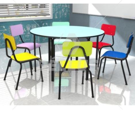 CONJUNTO INFANTIL MESA REDONDA COM 6 CADEIRAS