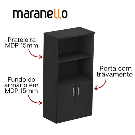 Armário Alto Semi Aberto - 2 Portas - MPD 25mm - Fundo 15mm - 805mm x 420mm x 1595mm M25 MARANELLO