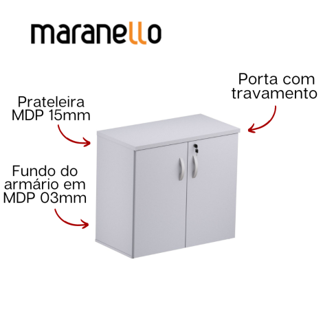 Armário Baixo - 2 Portas - MDP 25mm - Fundo 3mm - 805mm x 420mm x 735mm M25 MARANELLO