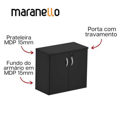 Armário Baixo - 2 Portas - MDP 25mm - Fundo 15mm - 805mm x 420mm x 735mm M25 MARANELLO