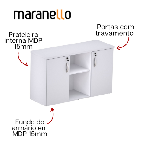 Armário Baixo Credenza 2 Portas 25mm - Fundo 15mm - 1196mm x 420mm x 735mm M25 MARANELLO