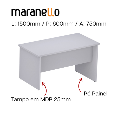 Mesa Reta Pé Painel - MDP 25mm - 1500mm x 600mm x 750mm